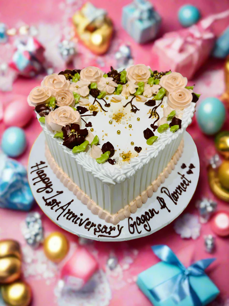 Gagan & Parneet Anniversary Cream Cake - Image 4