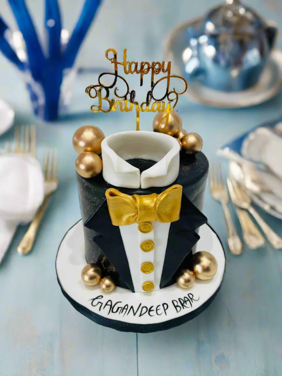 Gagan Tuxedo Fondant Birthday Cake - Image 4