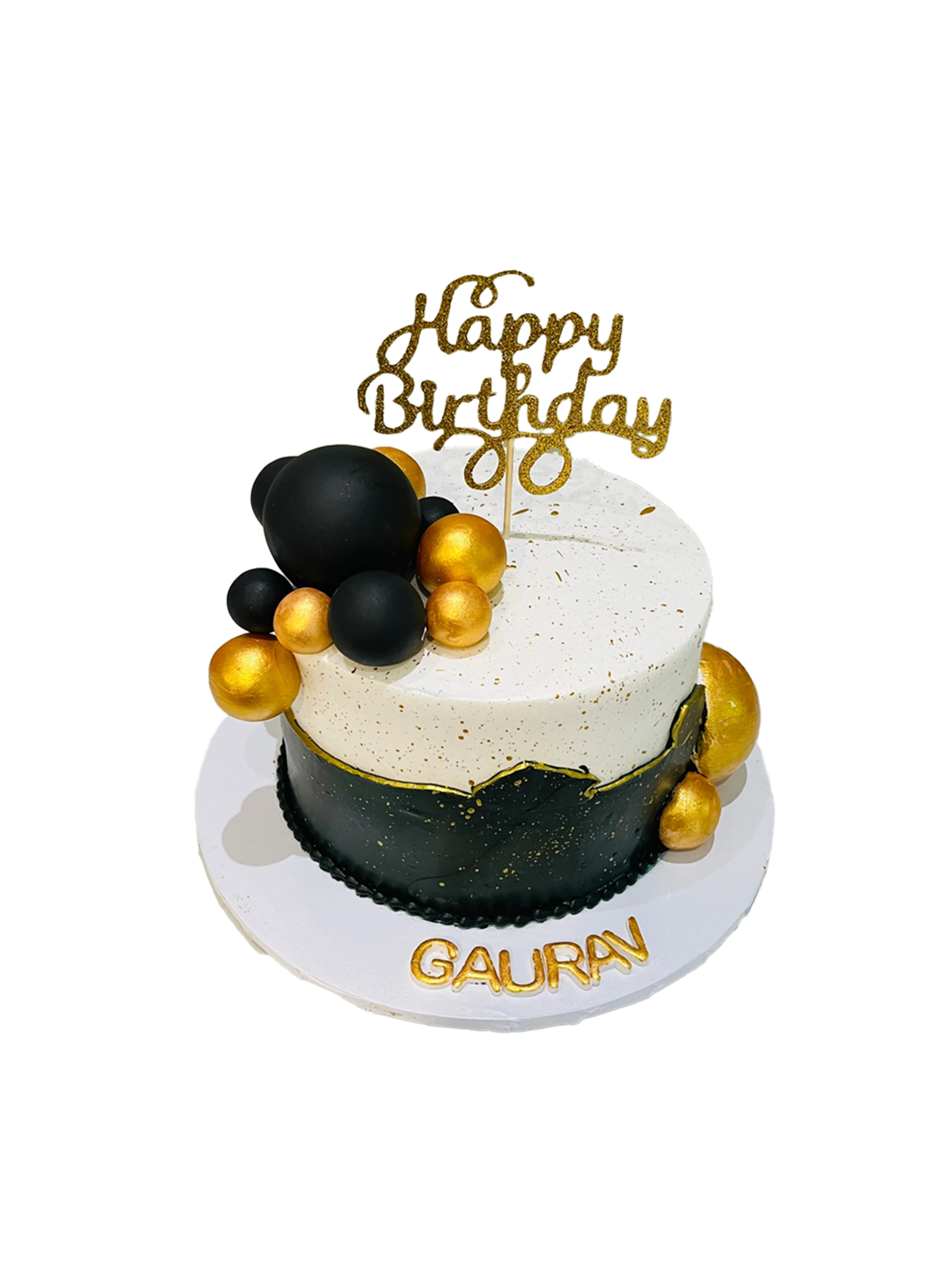 Gaurav Black And Gold Birthday Cake