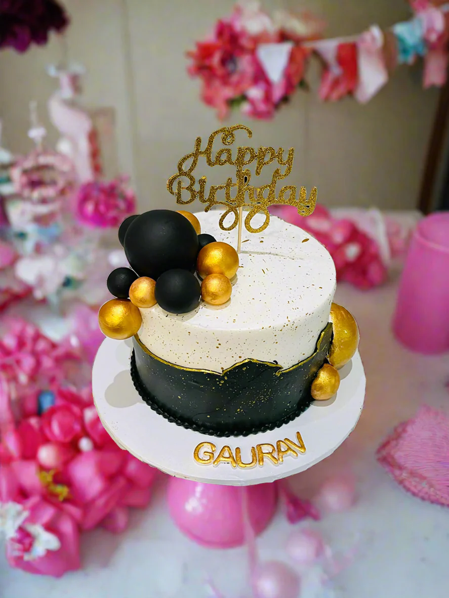 Gaurav Black And Gold Birthday Cake - Image 2