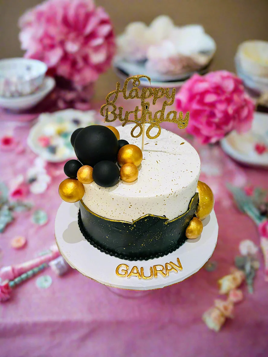 Gaurav Black And Gold Birthday Cake - Image 3