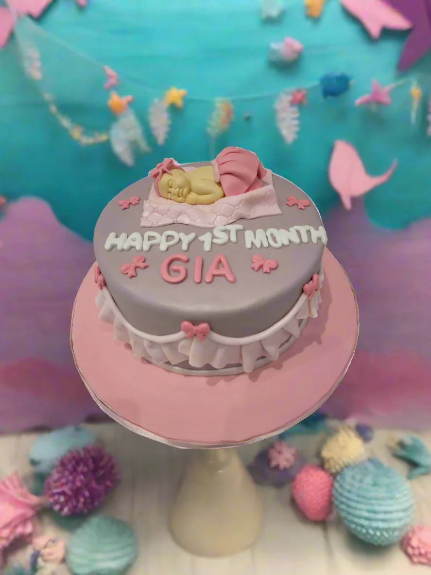 Gia Baby Girl Fondant Cake - Image 2