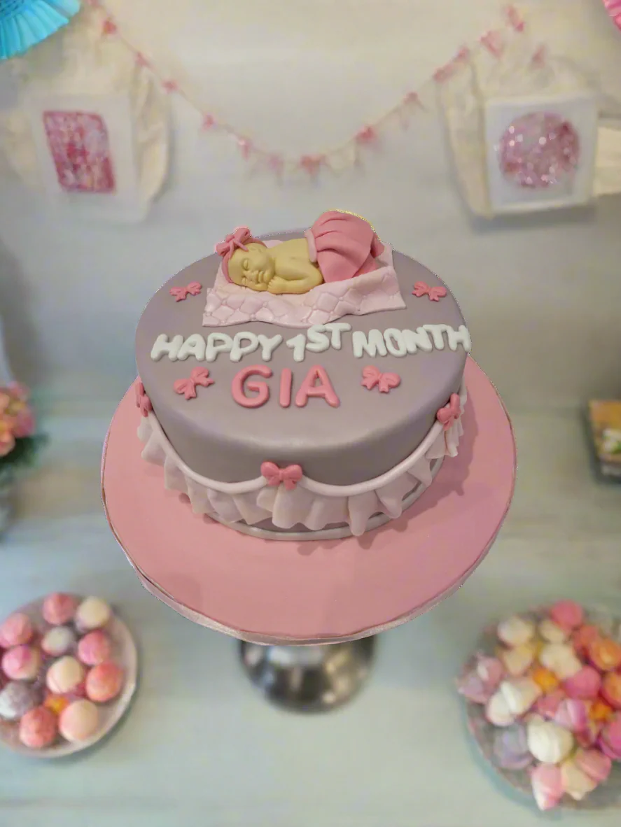 Gia Baby Girl Fondant Cake - Image 3