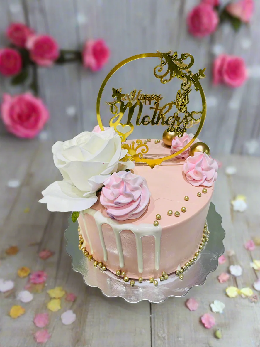 Gold Floral Mother's Day Cake - Image 2