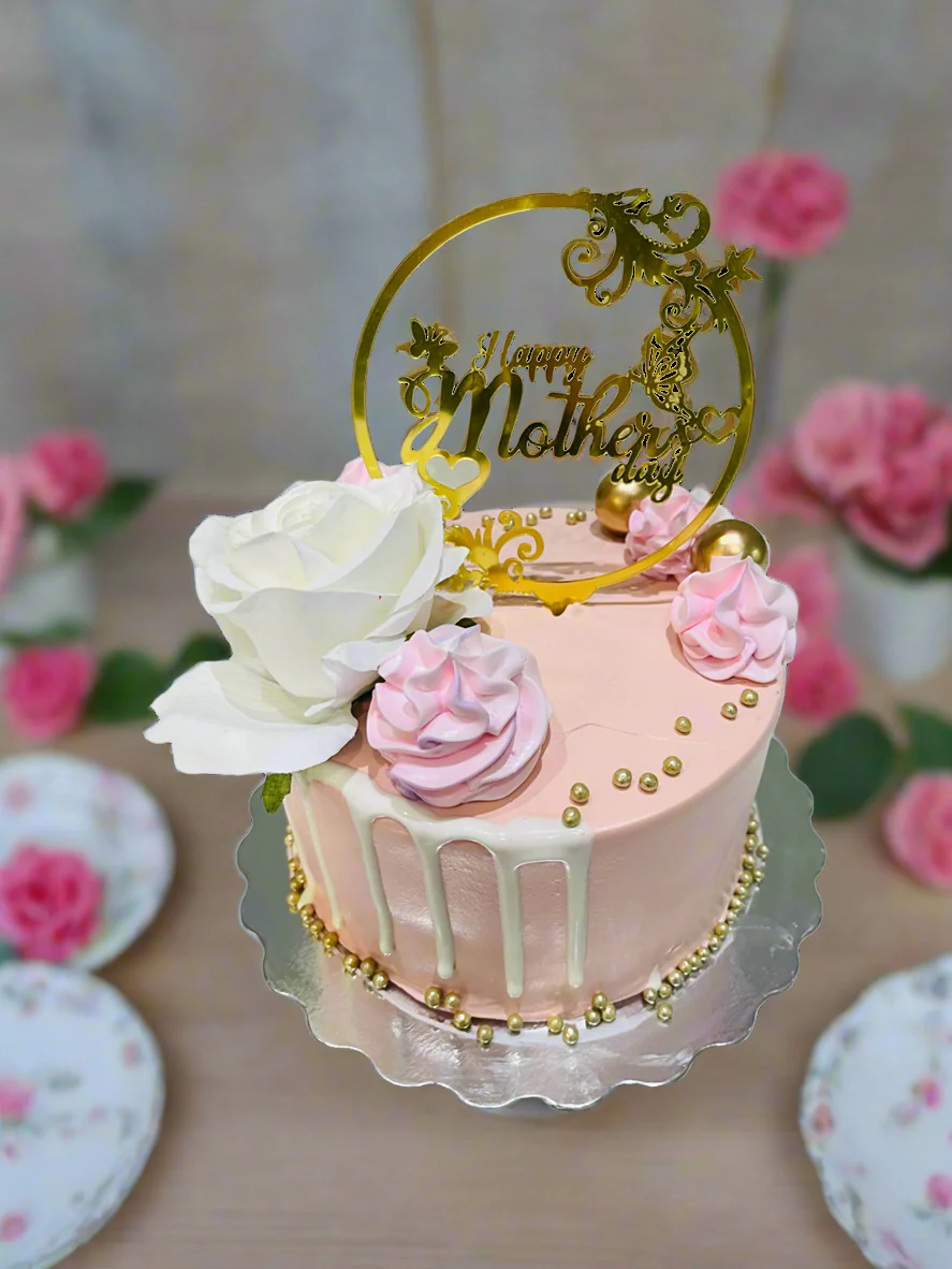 Gold Floral Mother's Day Cake - Image 3