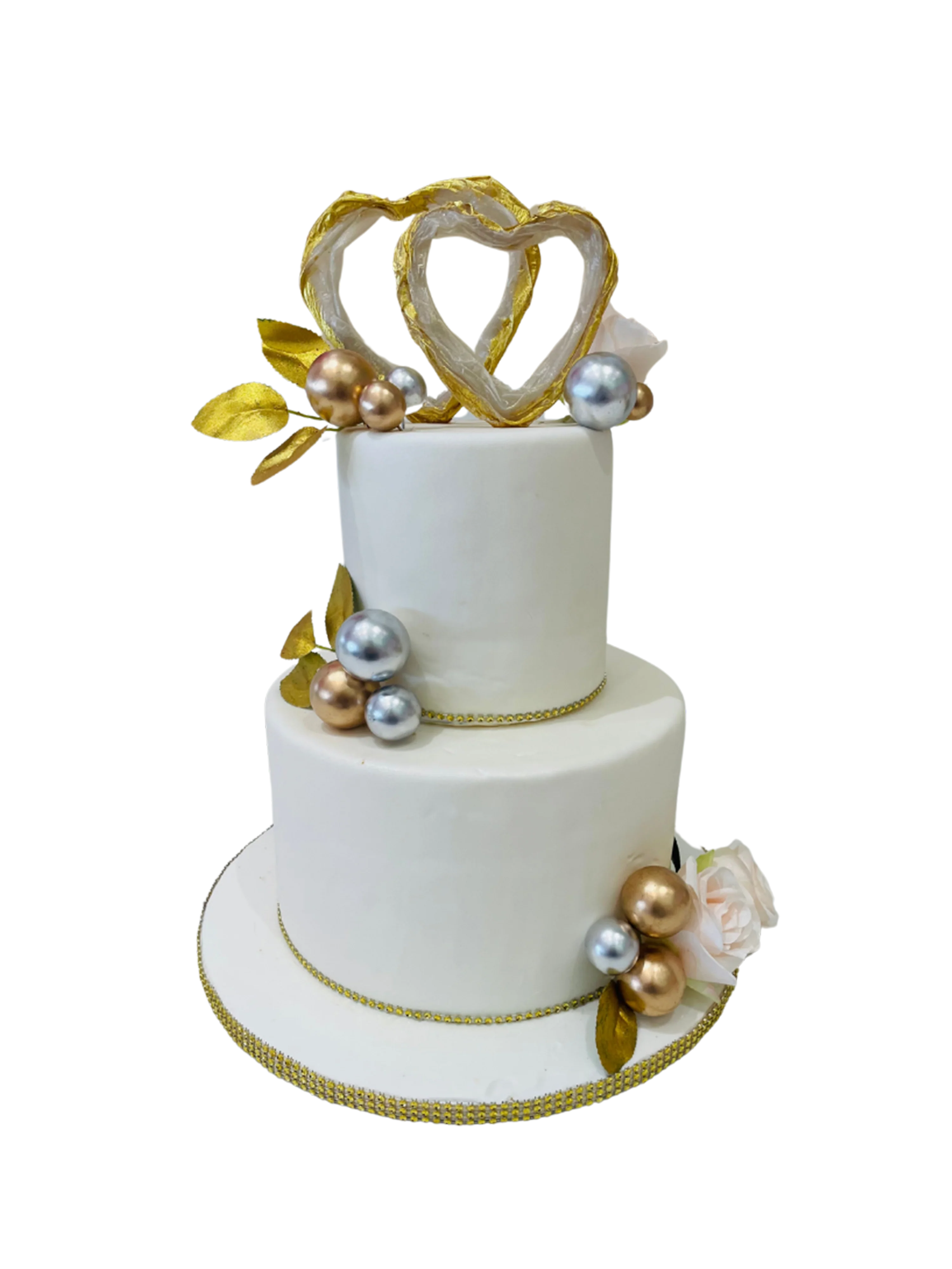 Gold Hearts Fondant Tiered Cake
