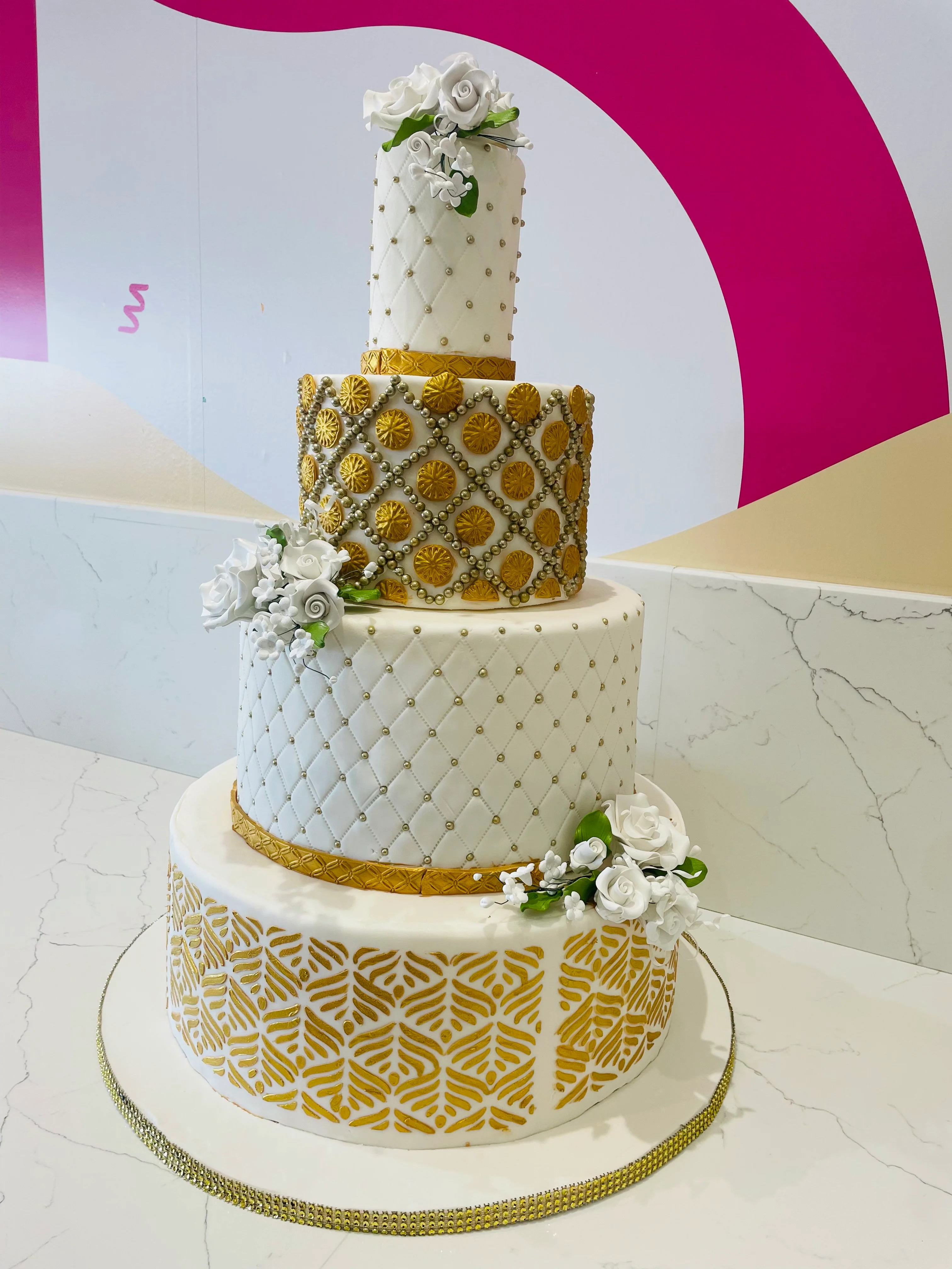 Gold Rush Fondant Wedding Cake - Image 5