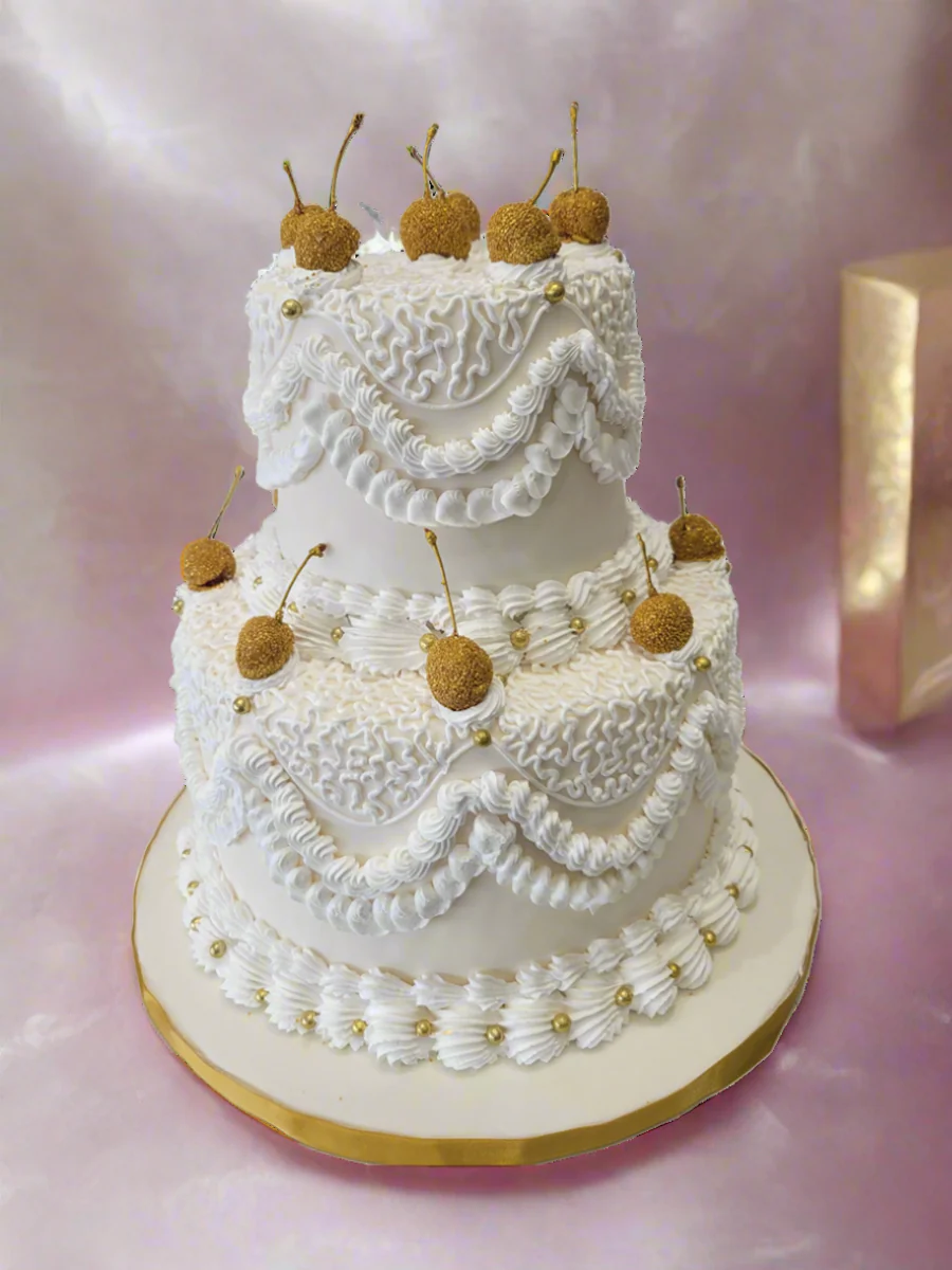 Golden Cherry Vintage Cake - Image 4