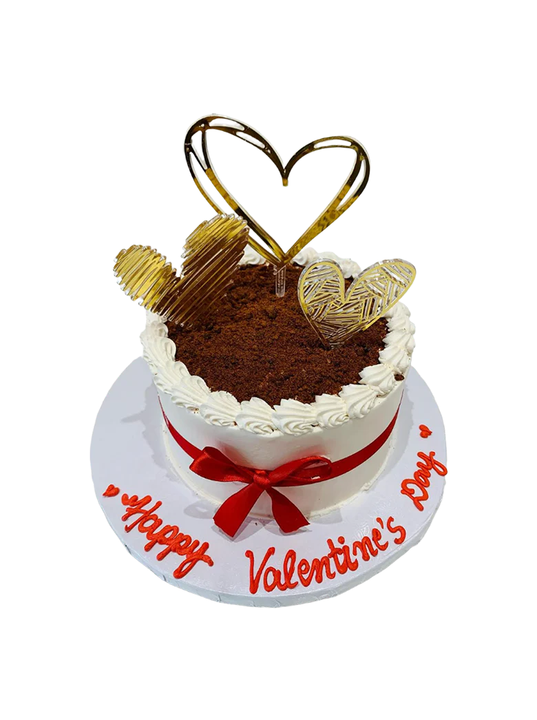Golden Heart Valentines Cake
