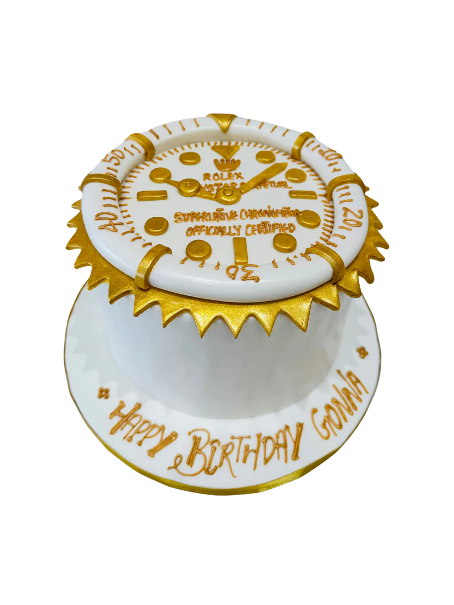 Golden Rolex Watch Fondant Cake