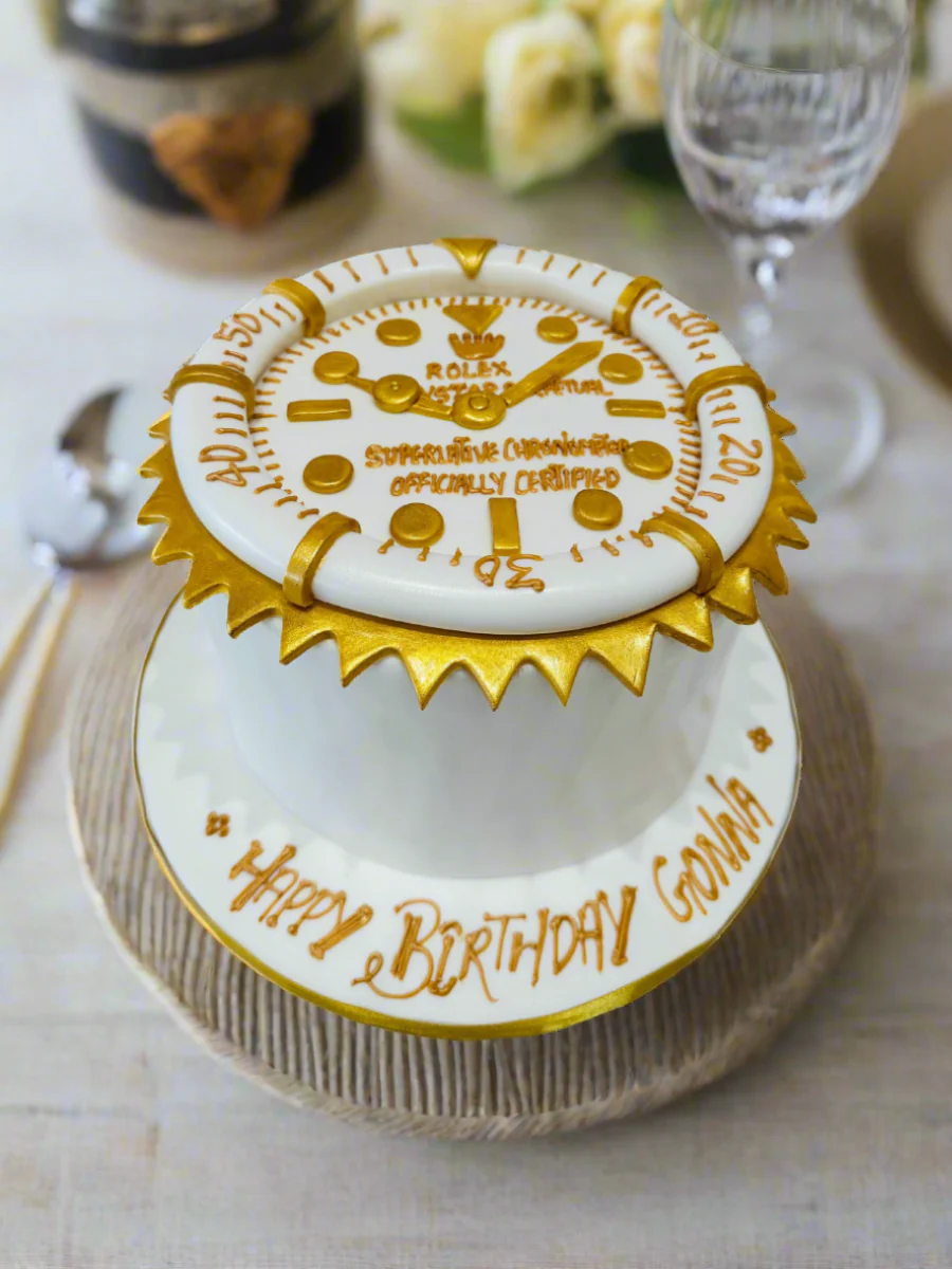Golden Rolex Watch Fondant Cake - Image 2