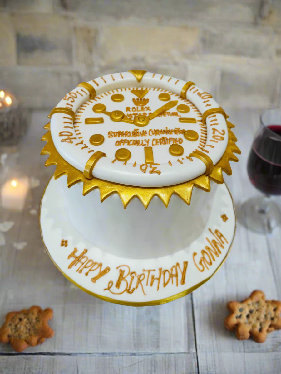 Golden Rolex Watch Fondant Cake - Image 3