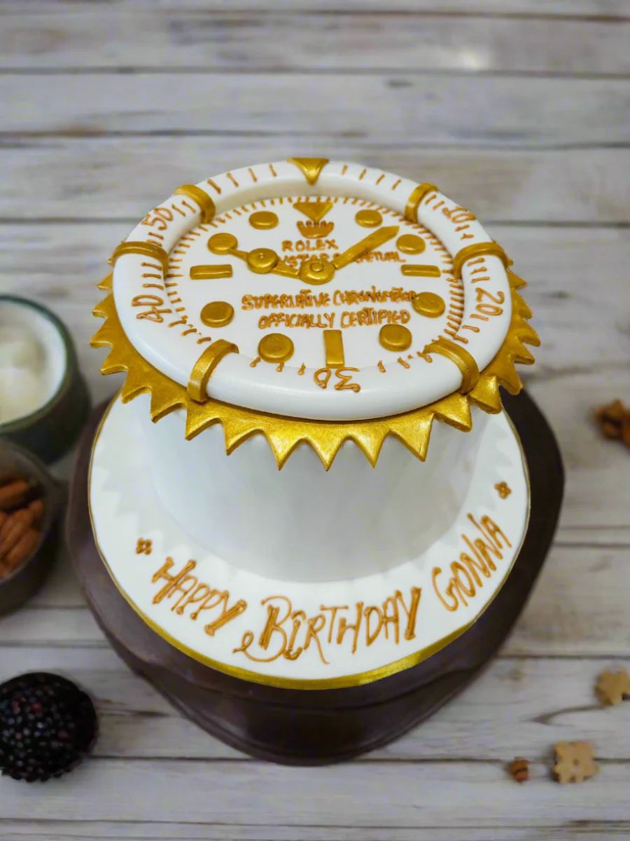 Golden Rolex Watch Fondant Cake - Image 4