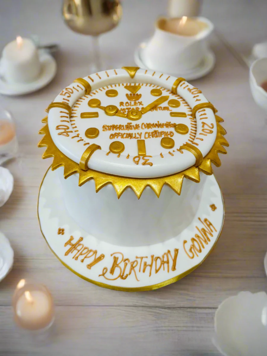 Golden Rolex Watch Fondant Cake - Image 5