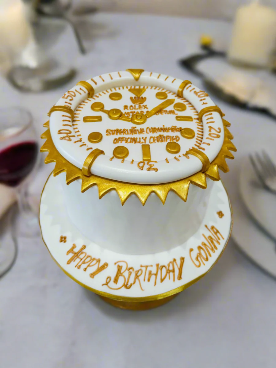 Golden Rolex Watch Fondant Cake - Image 6