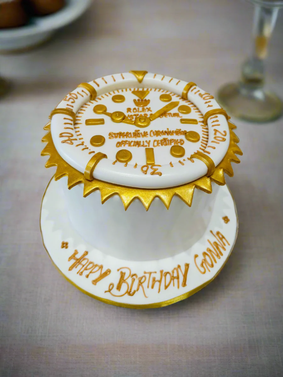 Golden Rolex Watch Fondant Cake - Image 7