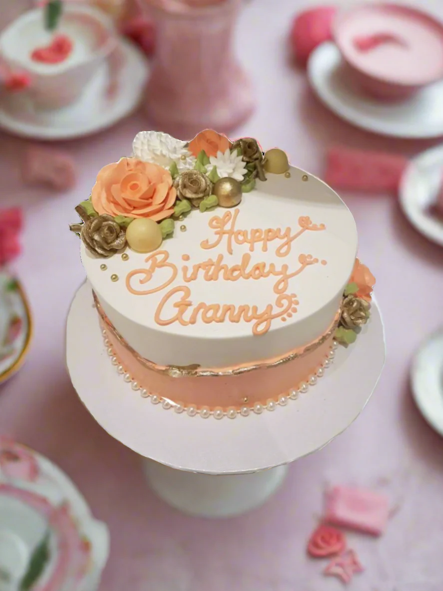 Granny Peach Flower Cake - Image 2