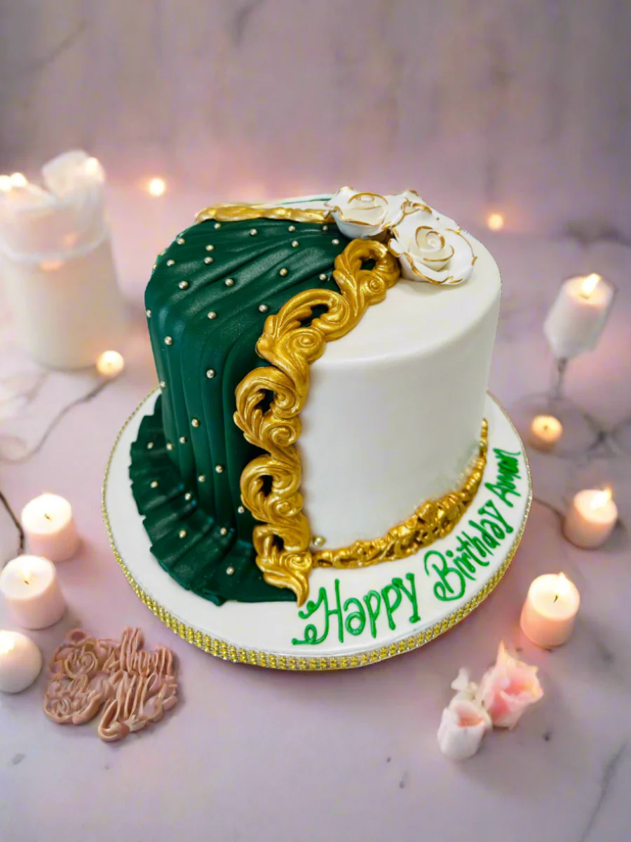 Green Drape Fondant Cake - Image 2