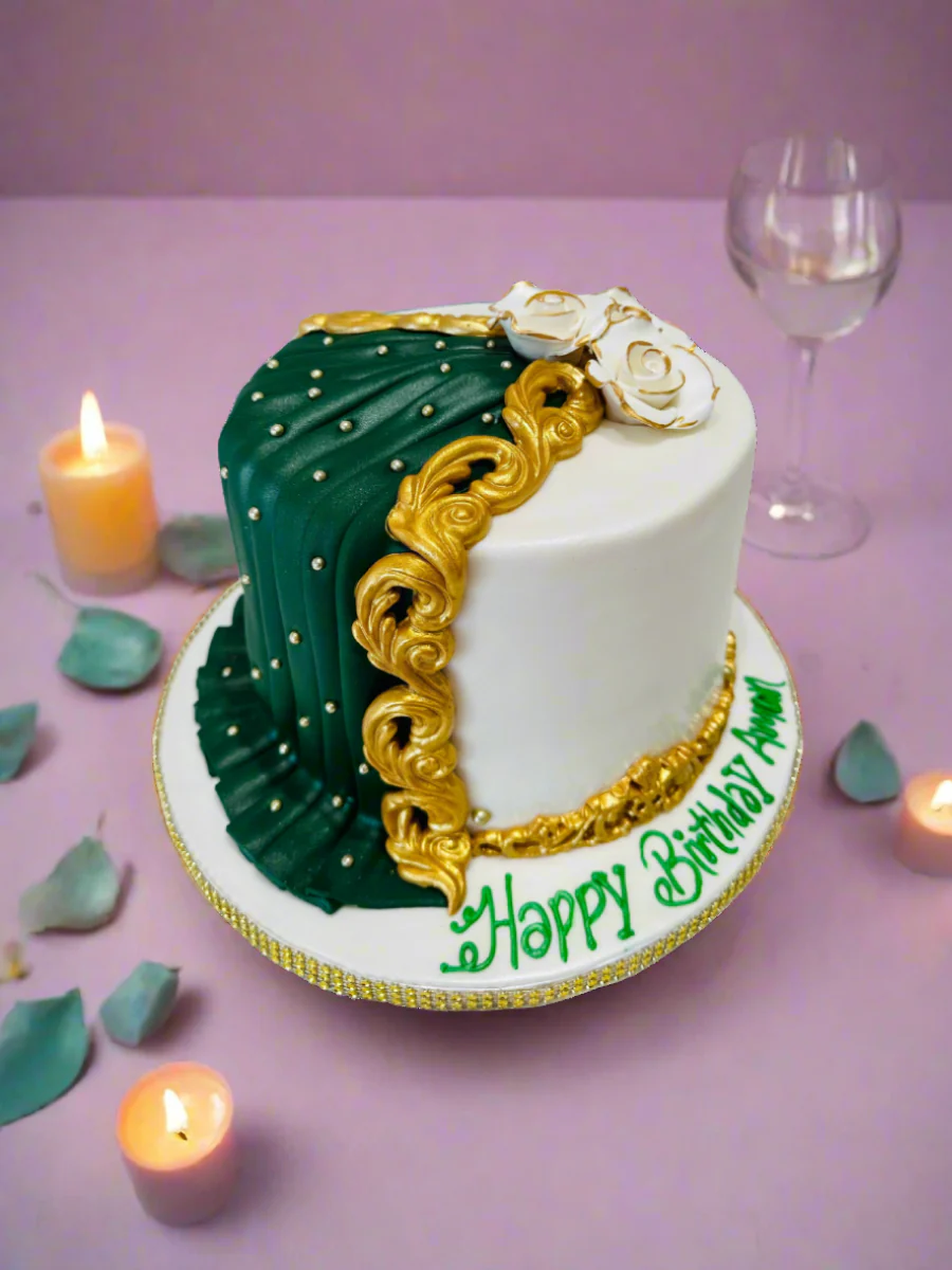 Green Drape Fondant Cake - Image 3