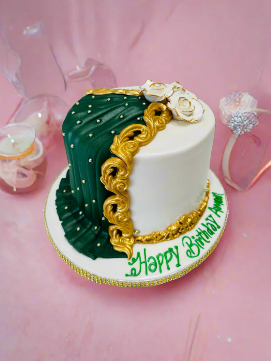 Green Drape Fondant Cake - Image 4