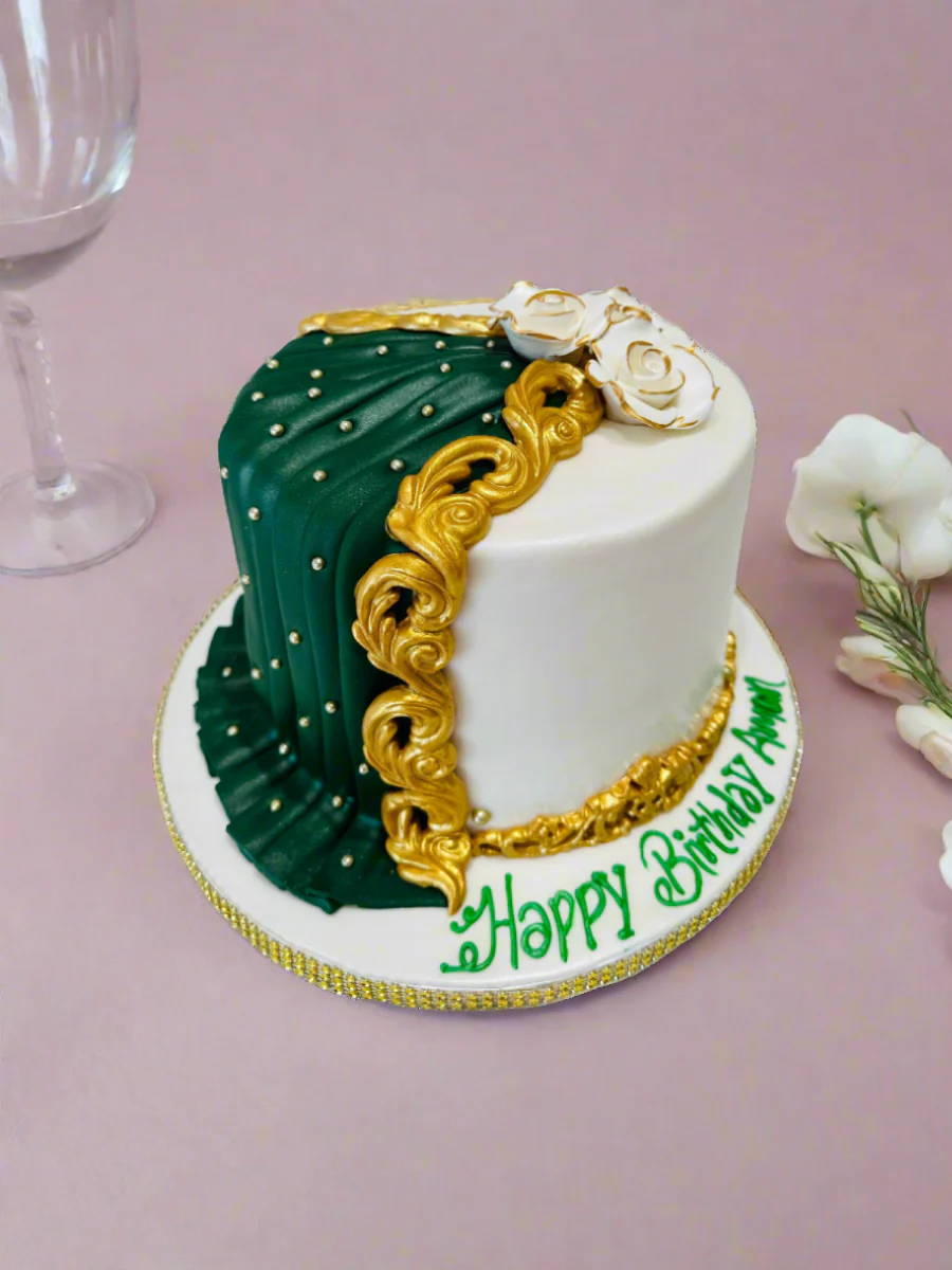 Green Drape Fondant Cake - Image 5