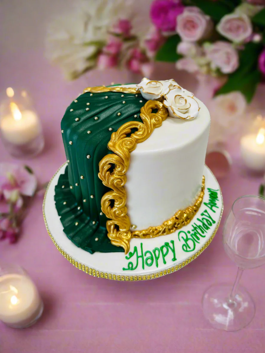 Green Drape Fondant Cake - Image 6