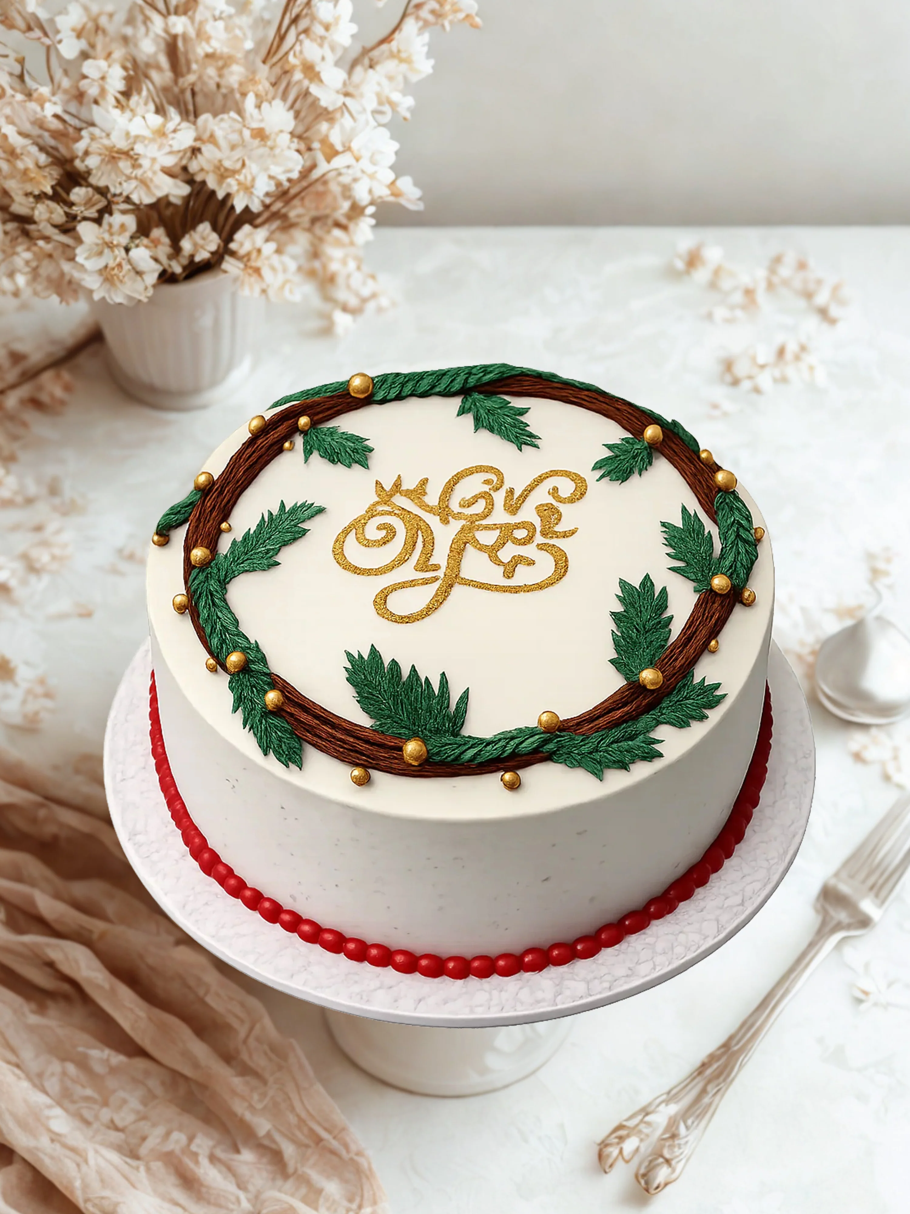 Green Garland New Year Cake - Image 2