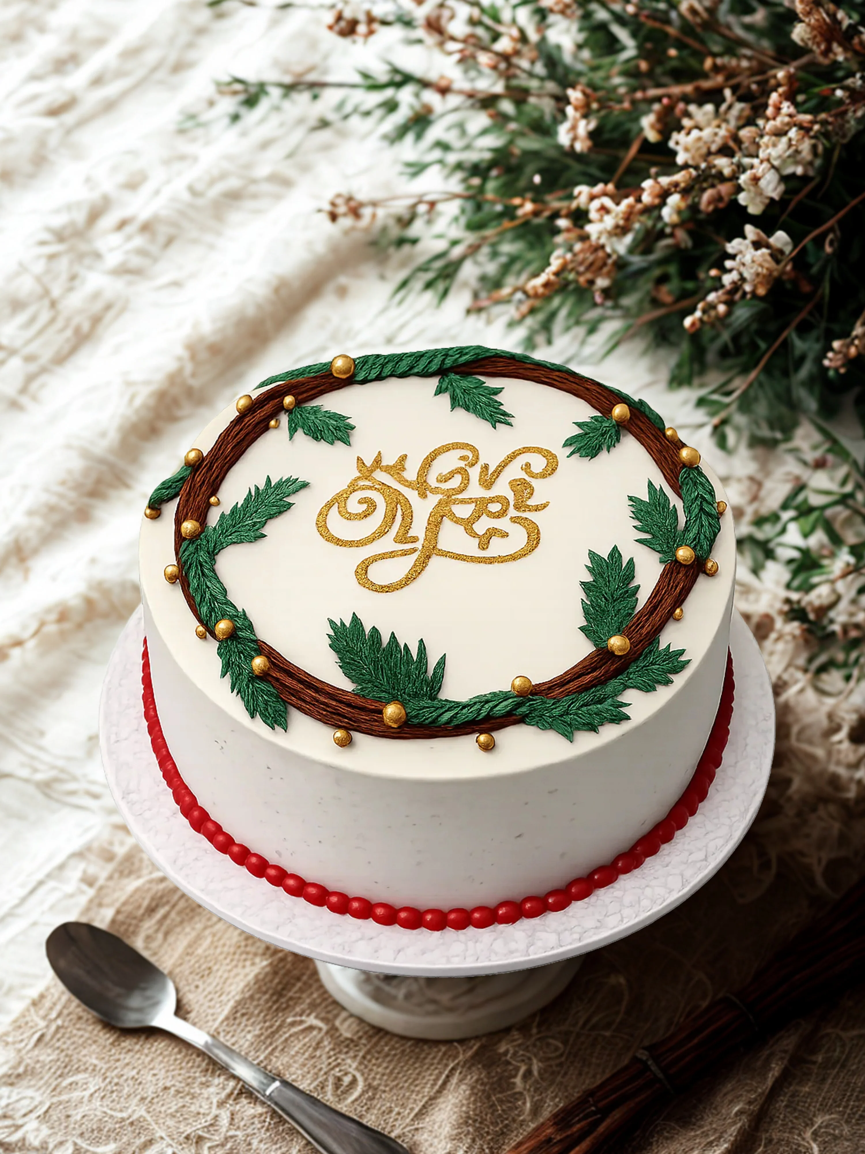 Green Garland New Year Cake - Image 3