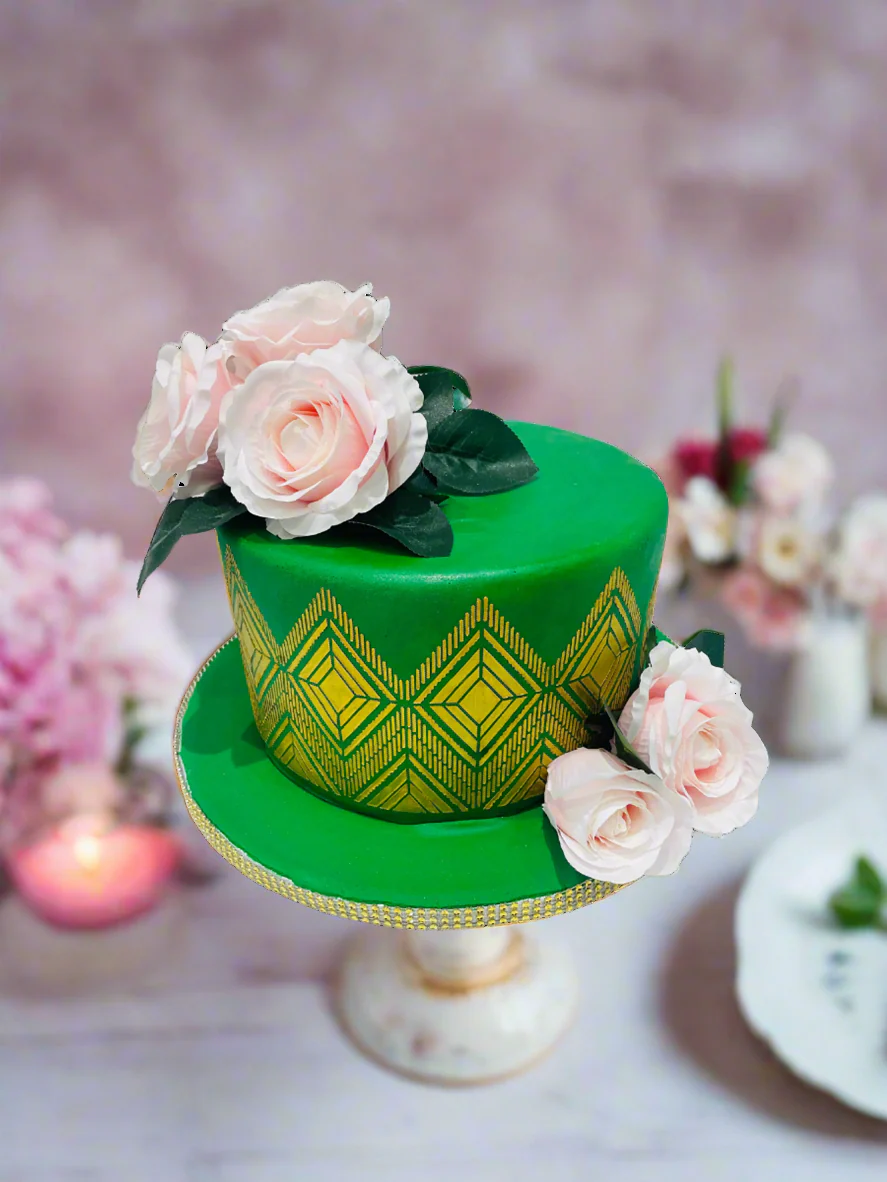 Green & Gold Engagement Cake - Image 2
