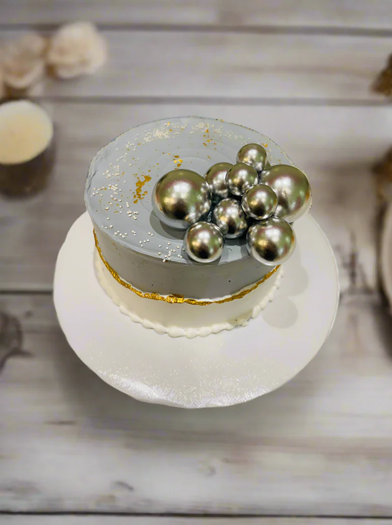 Grey And White Birthday Cake - Image 3
