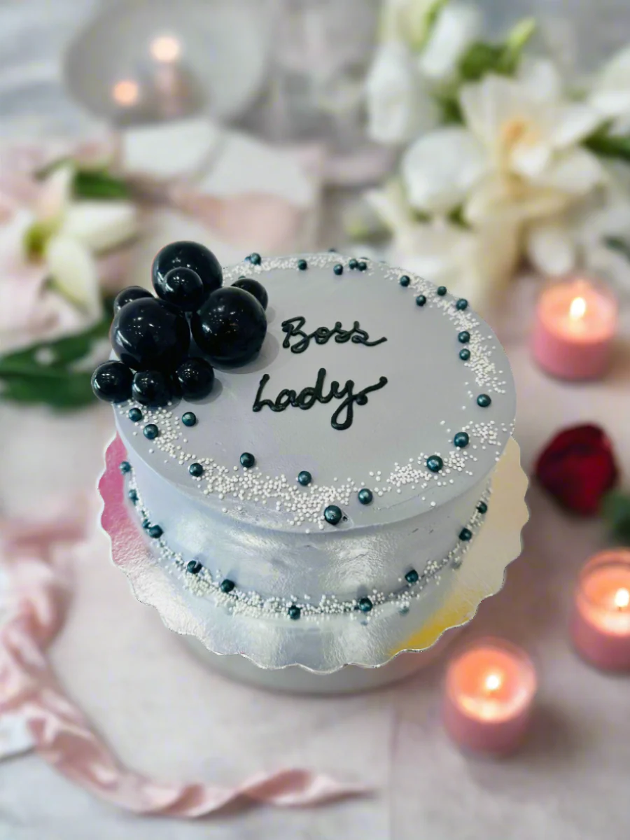 Grey & Black Cream Cake - Image 6