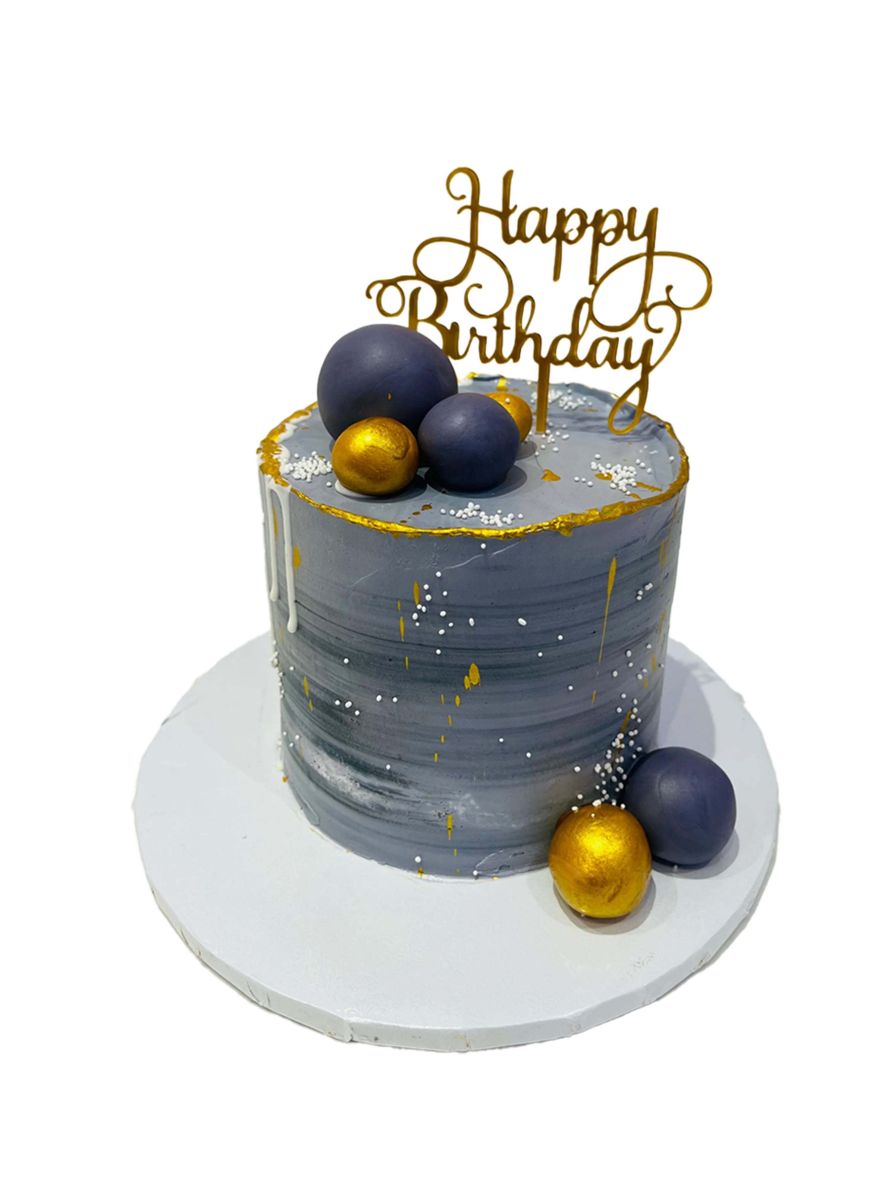 Grey Gold Birthday Cake