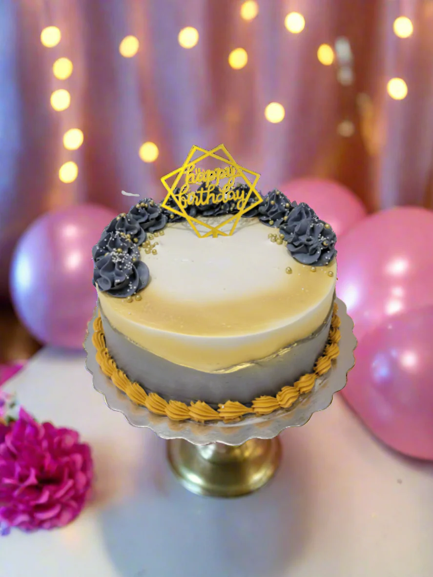 Grey & Golden Cream Cake - Image 3
