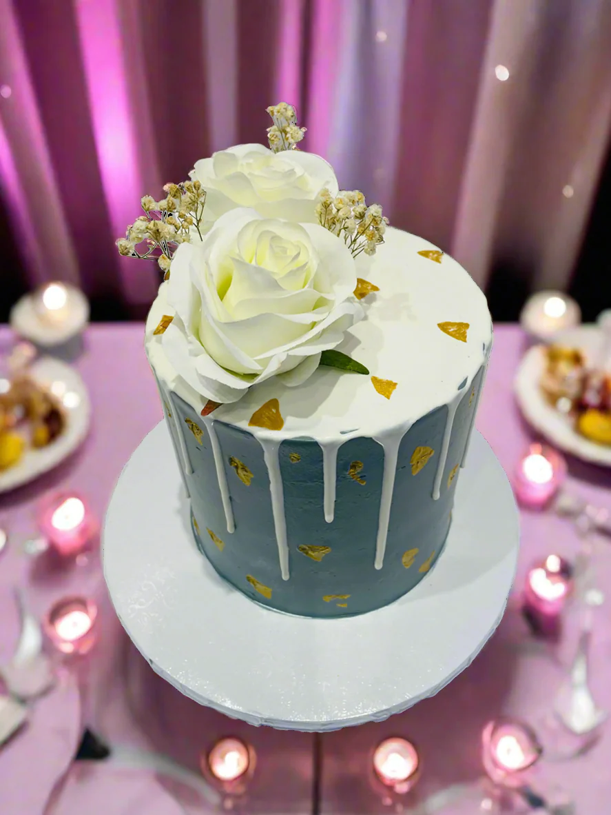 Grey & Ivory Drizzle Cream Cake - Image 2