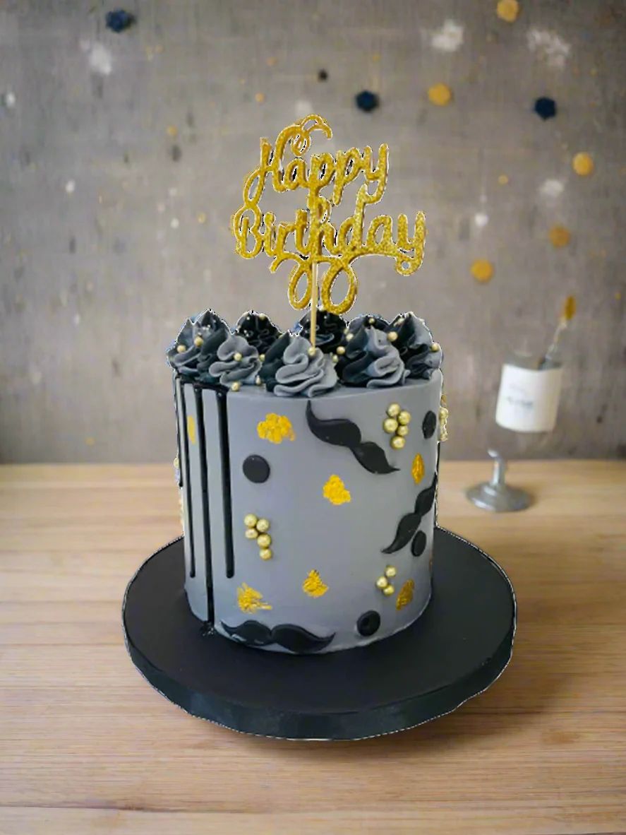 Grey Moustache Cake - Image 2