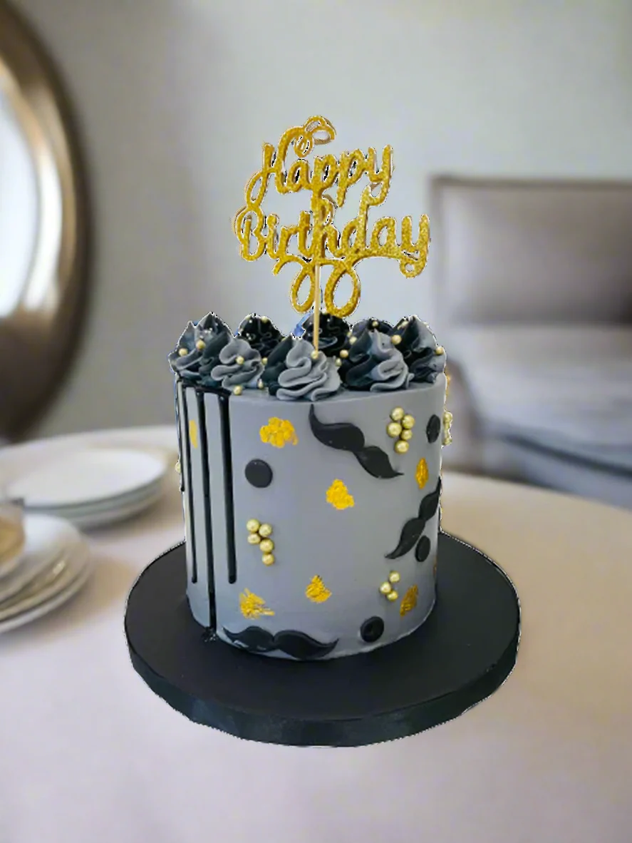 Grey Moustache Cake - Image 3