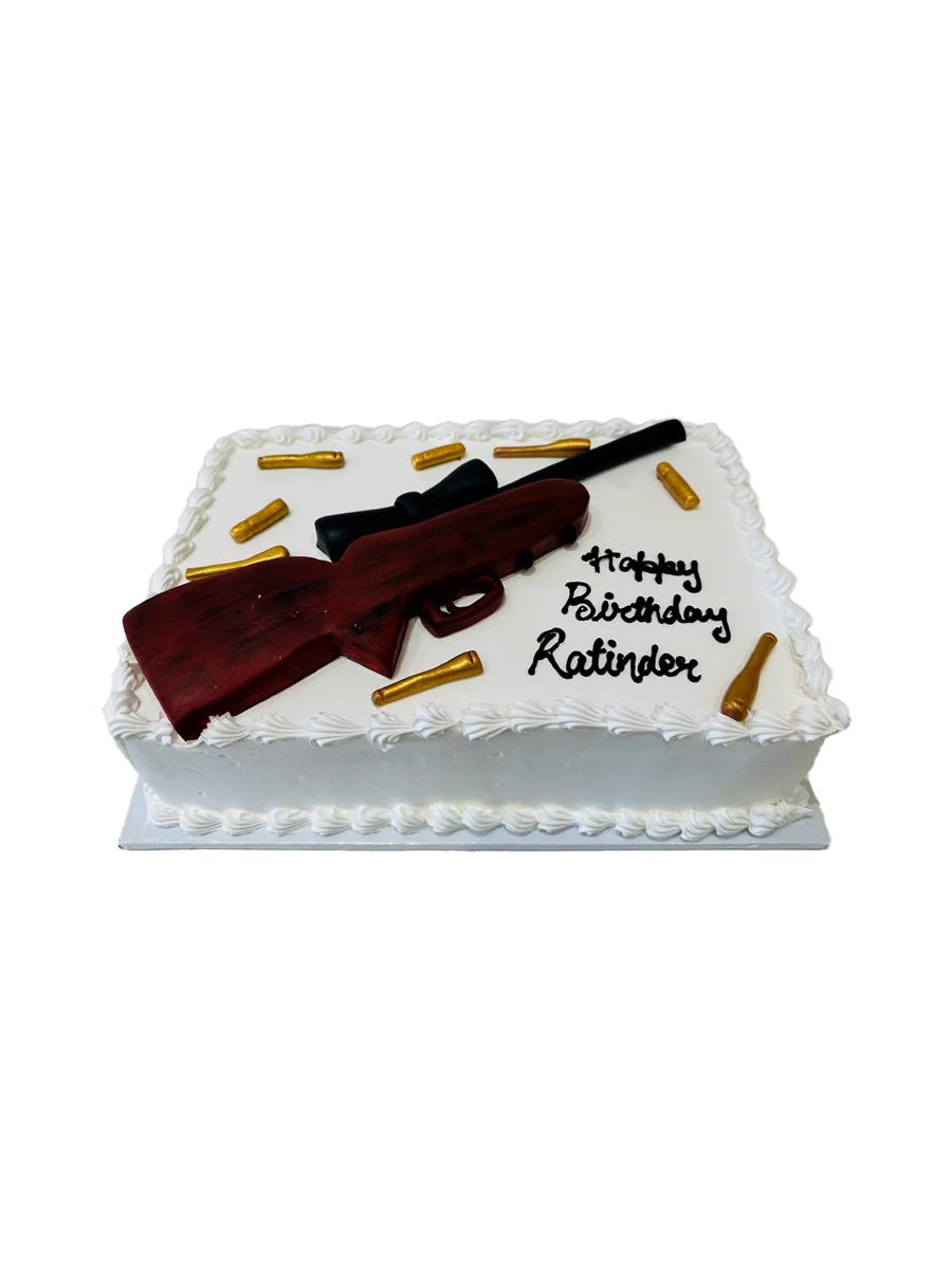 Gun Theme Cream Cake
