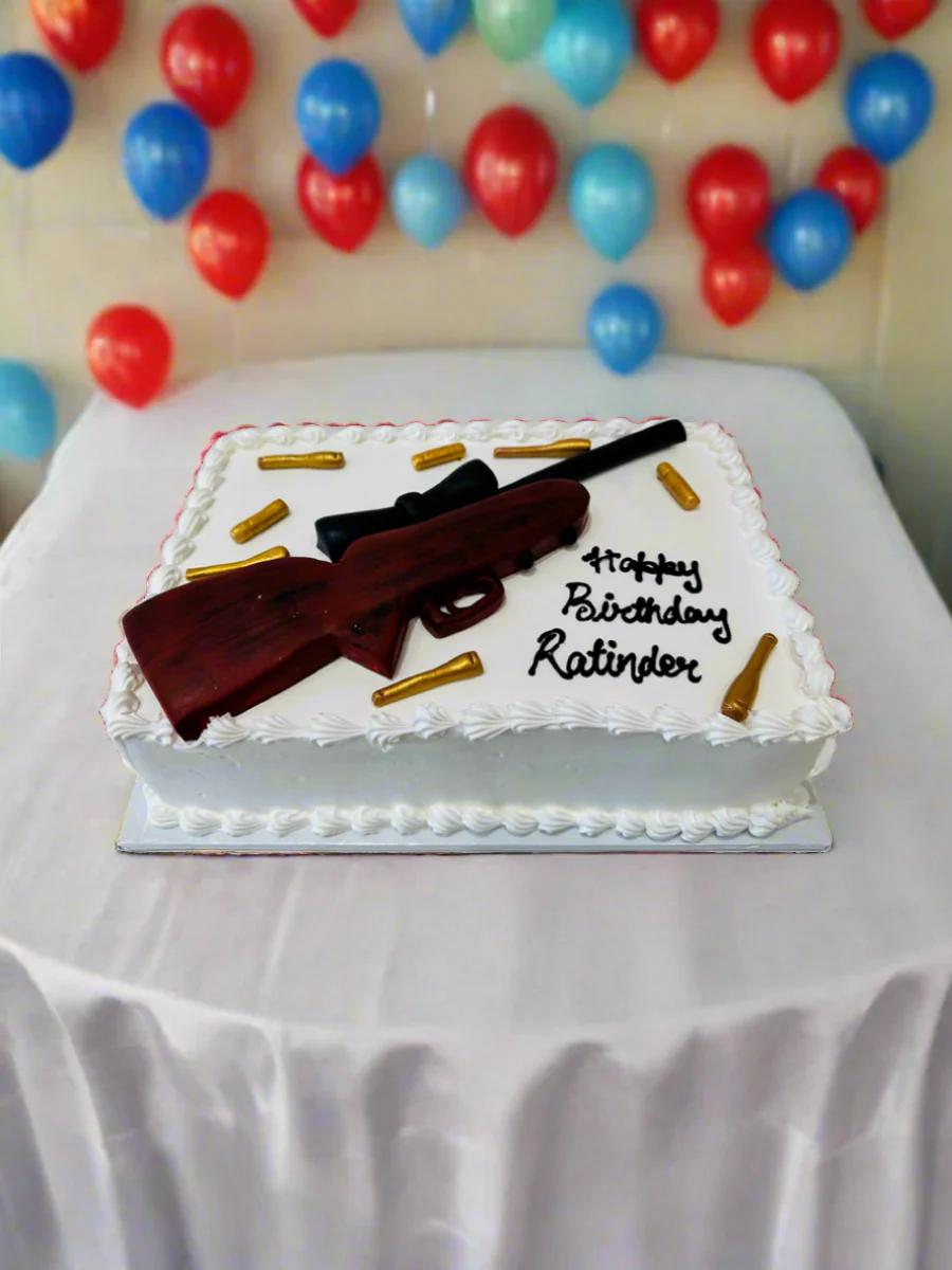 Gun Theme Cream Cake - Image 2