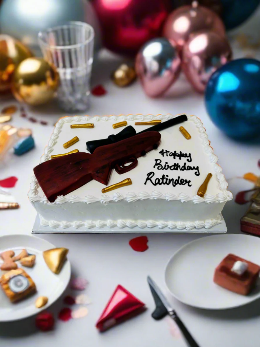 Gun Theme Cream Cake - Image 4