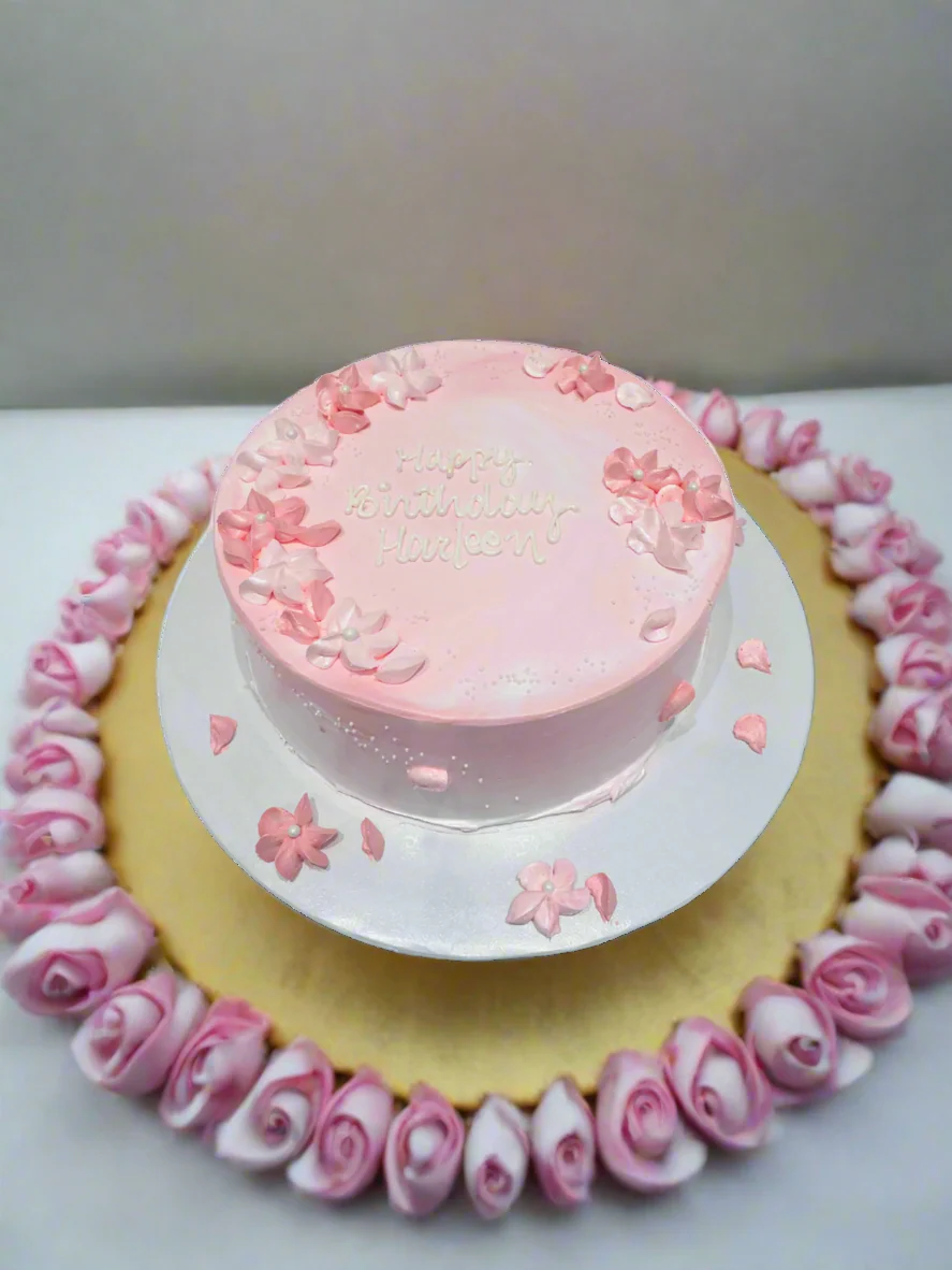 Harleen Pink & White Birthday Cake - Image 3