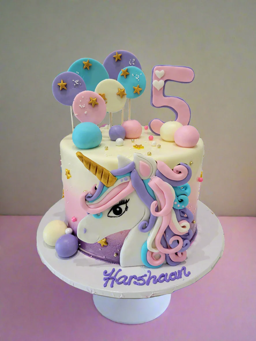 Harshaan Unicorn Fondant Cake - Image 2