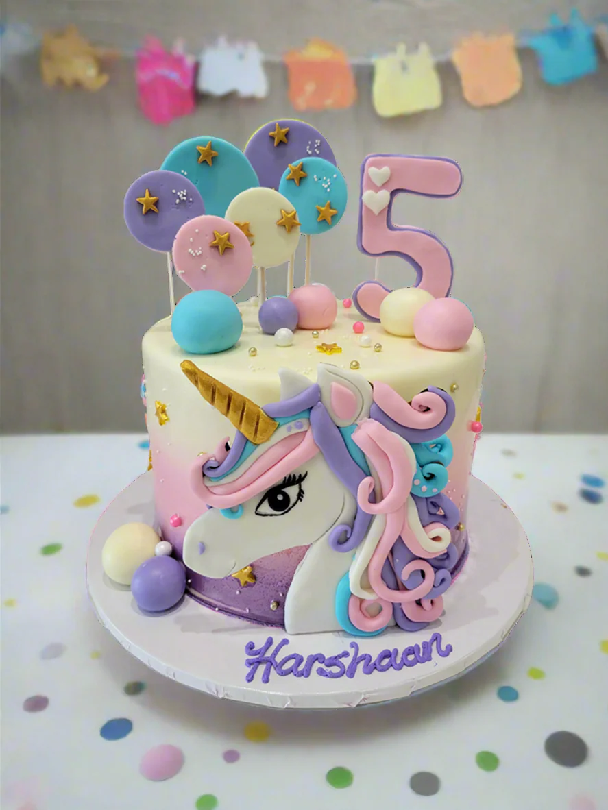 Harshaan Unicorn Fondant Cake - Image 3
