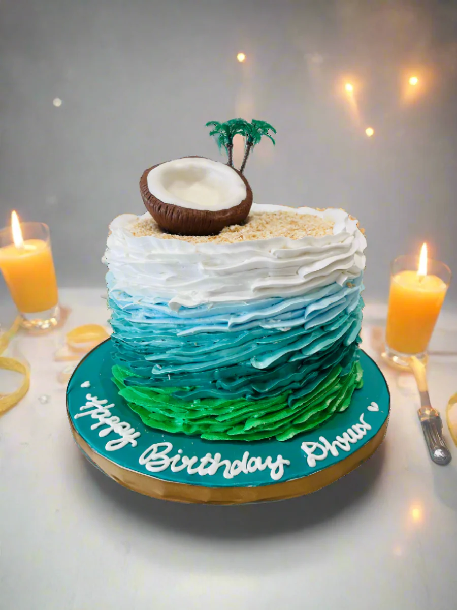 Havana Tropical Theme Cream Cake - Image 3