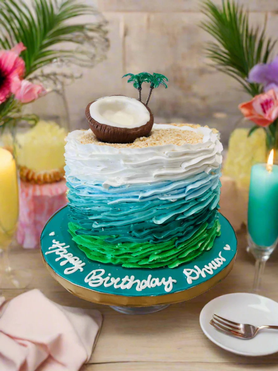 Havana Tropical Theme Cream Cake - Image 4