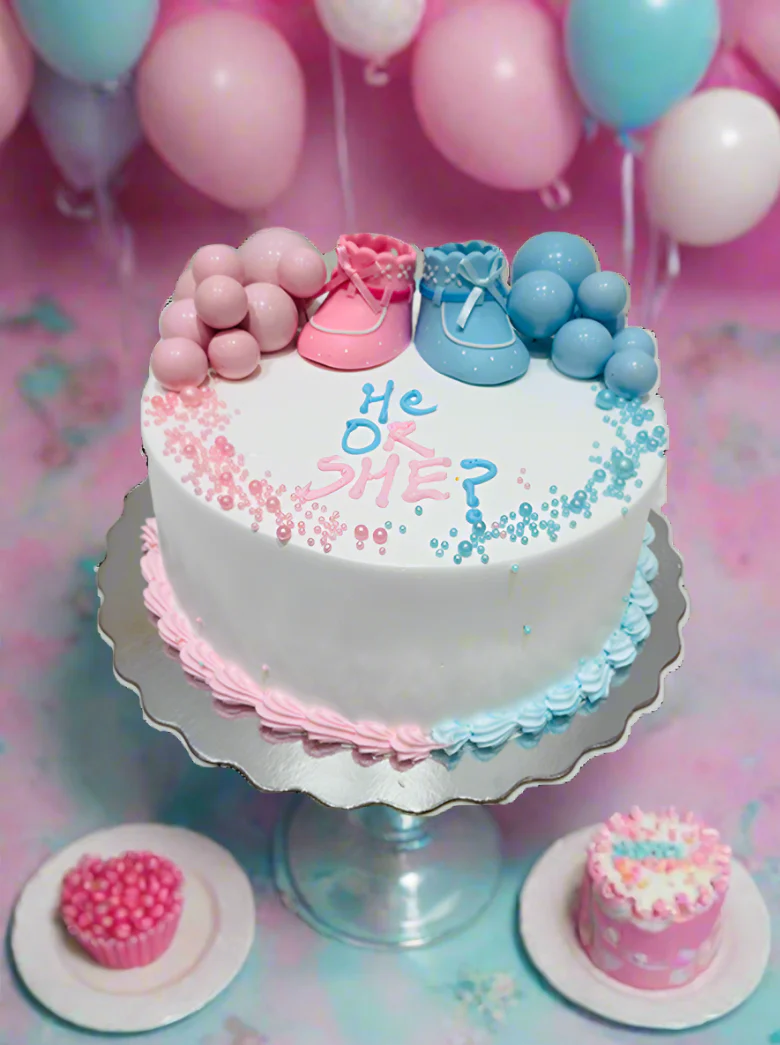 He or She Baby Shower Cake - Image 4