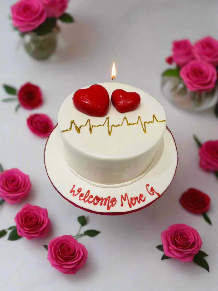 Heartbeat Fondant Cake - Image 3