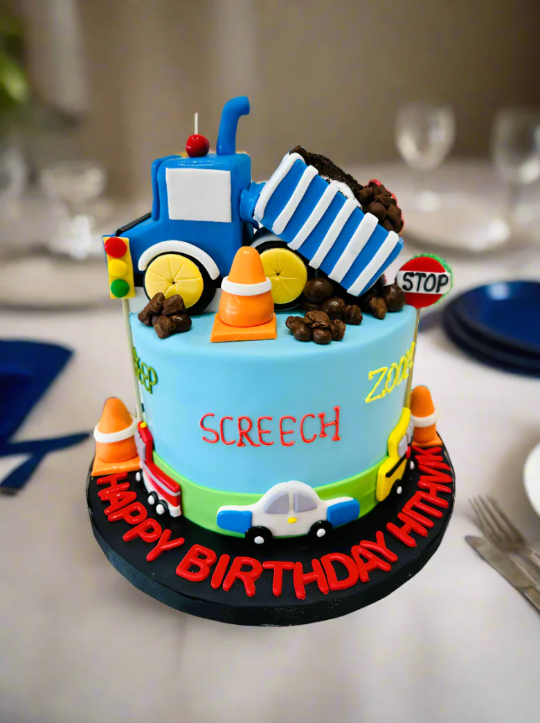 Hithvik Construction Fondant Cake - Image 2