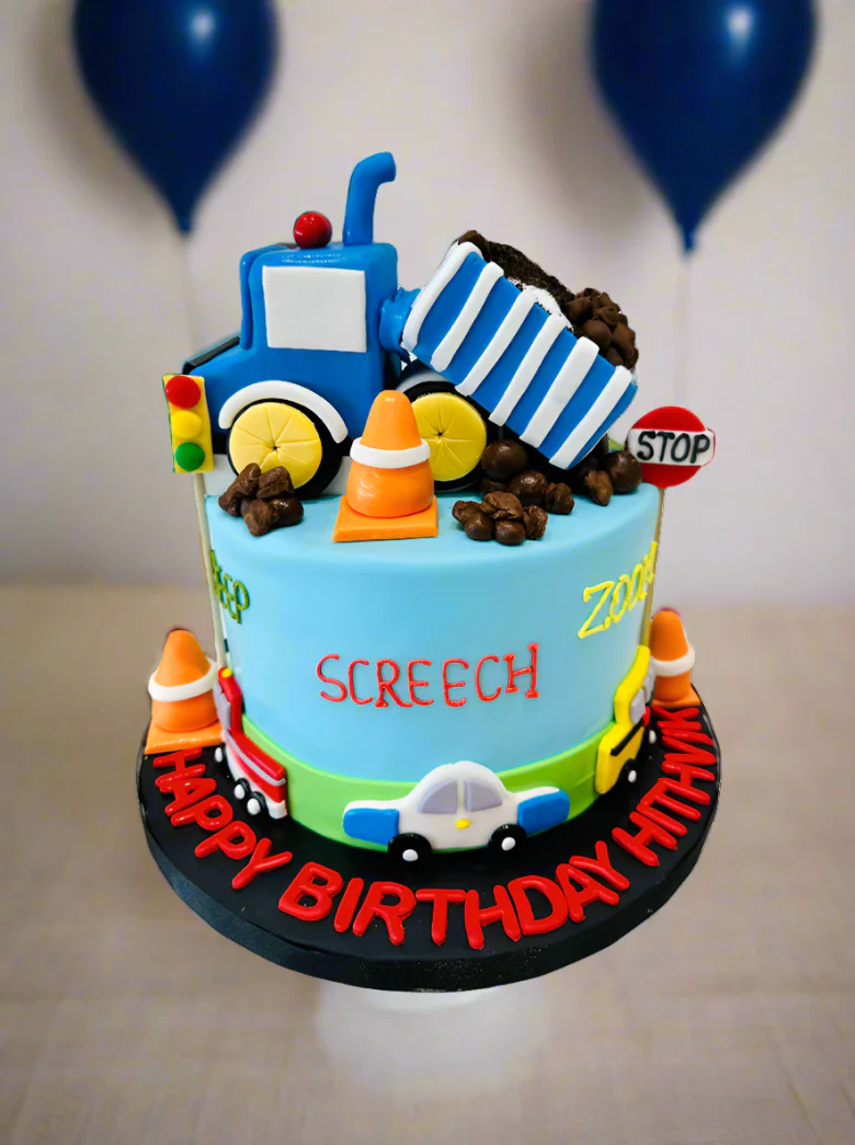 Hithvik Construction Fondant Cake - Image 3