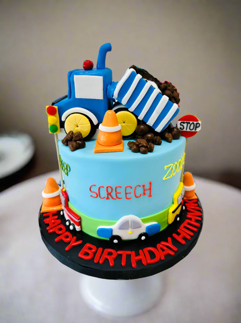 Hithvik Construction Fondant Cake - Image 4
