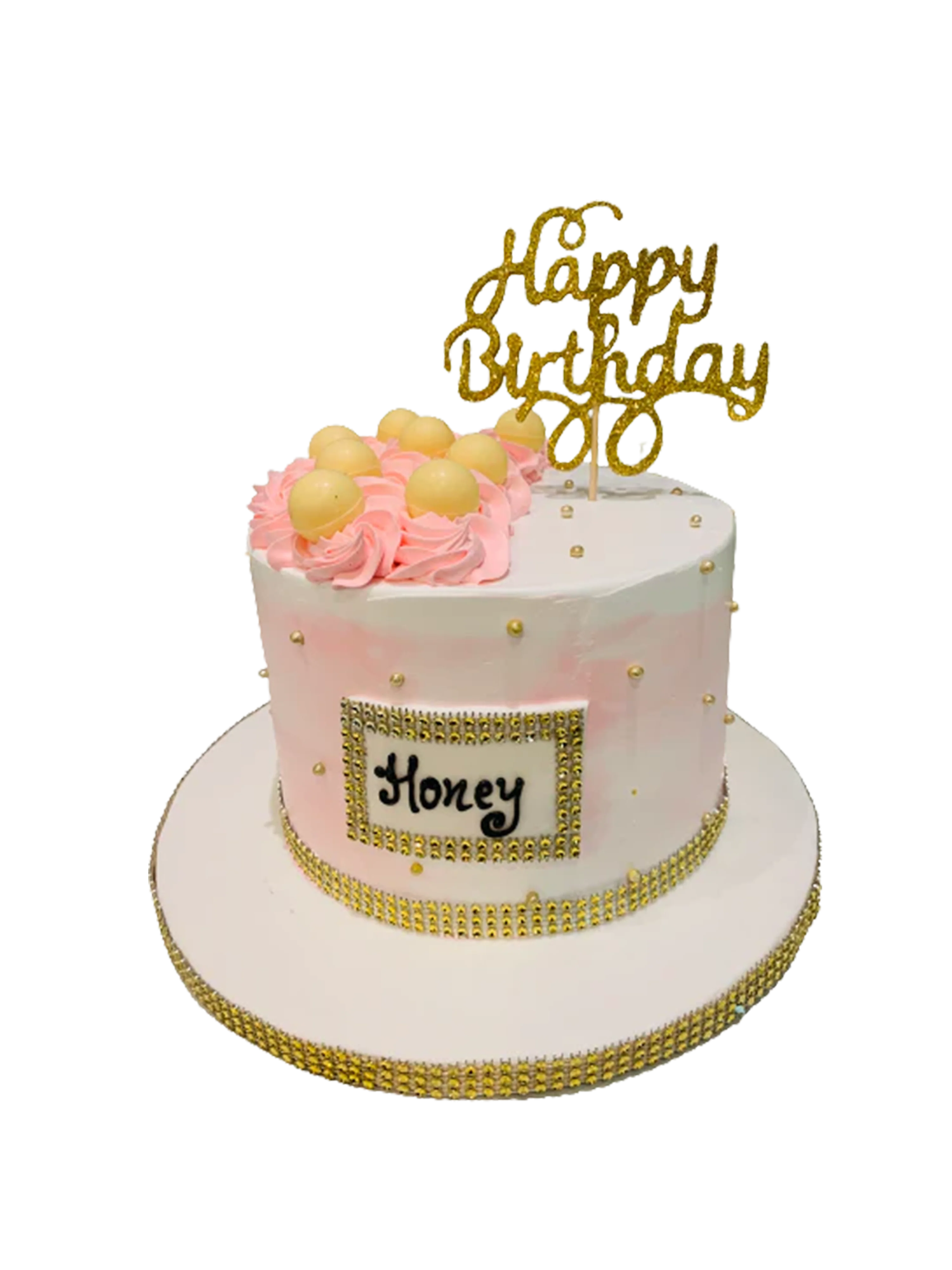 Honey Pink & Gold Birthday Cake